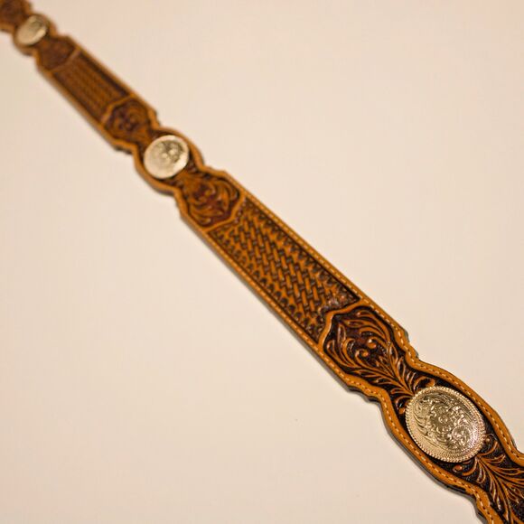 NWT Tony Lama USA Studded Brown Leather Western Belt Men's Size 36 (44" x 1.5") - Picture 5 of 8